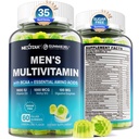 Methylated Multivitamiini for Men Gummies, BCAA Aminohapot, Sinkki, Päivittäinen A-vitamiini C D3 E K2 B Complex, Kalsium, Magnesium, Lykopeeni, Dgestive Enzymes - Energia, Immuuni, Lihas-sokeriton, Vegan, 60Cts