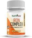 Iron Complex, Complete Blood Building Iron Vegetarian Capsules with Non-constitipating Carbonyl Iron, Quatrepolic, B12, B6 & C-vitamiini, for Women & Men (60 caps)