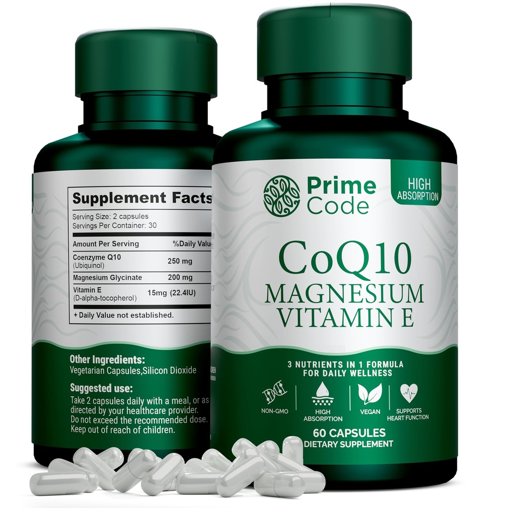 Alkukoodi [ 3 in 1] CoQ10 250 mg magnesiumglykinaatti ja E-vitamiini CoQ10 kapselit 250 mg 