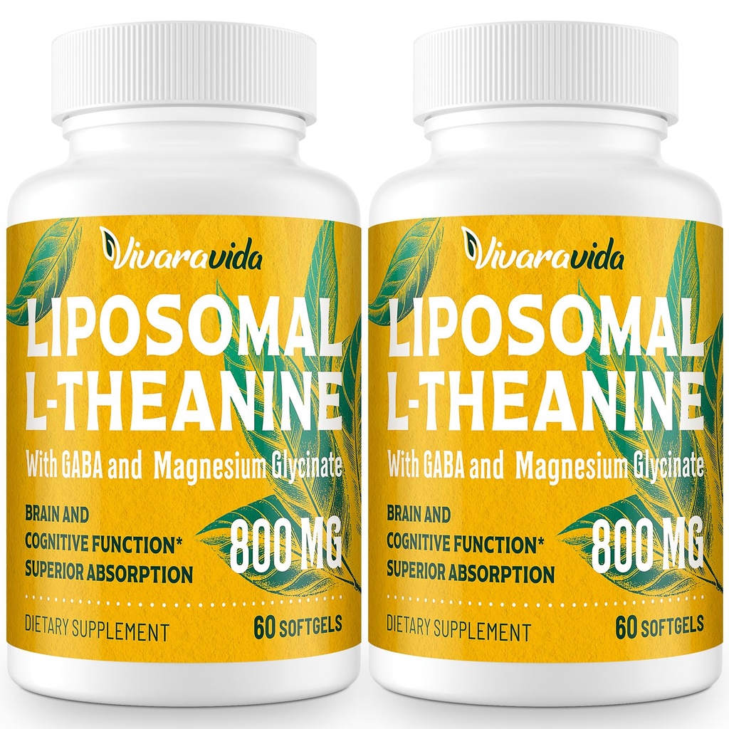 L-Theanine 800 mg Supplement with GABA and Magnesium Glycinate - Natural Compound, Sleep and Relaxation (120 Softgels)