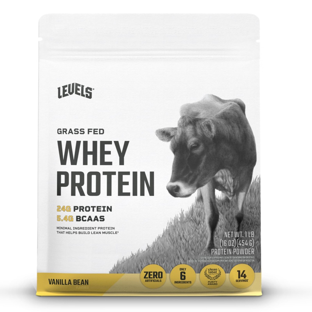 Tasot Grass Fed Whey Protein Powder, Ei keinotekoisia, 24G proteiinia, Vanilla Bean, 1LB