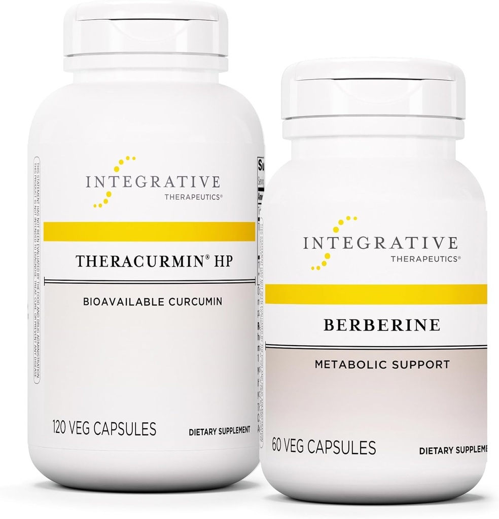 Integratiivinen Therapeutics Bundle with berberine, 60 kapselia & Theracurmin HP, 120 kapselia - berberiini aineenvaihduntaa tukevalle* - Theracurmin-lisä, joka on 27x enemmän biologisesti saatavilla*