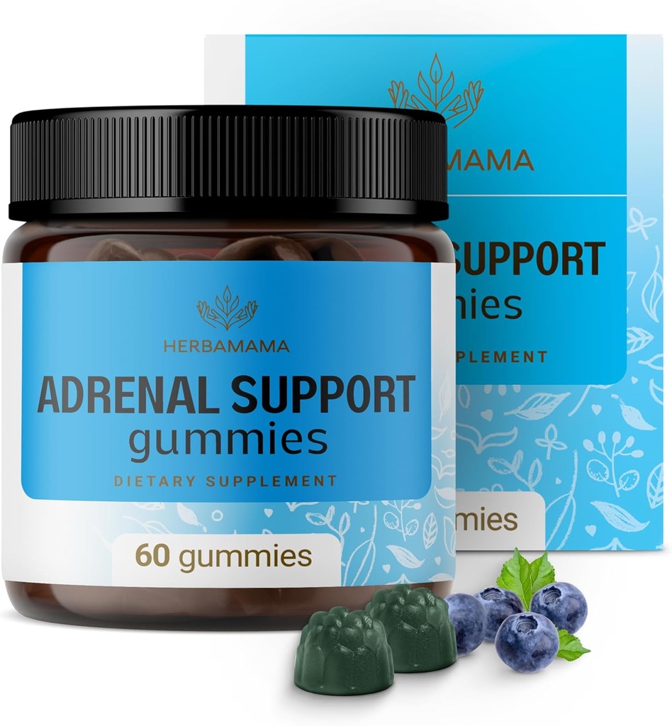HERBAMAMA-lisäravinteet - Puhdas lisäkomplex täydentää naisille Ashwagandha Root, Rhodiola Rosea & Magnesium - Vegan, ei-GMO - 60 Pektiini-Based mustikka-Flavored Chews