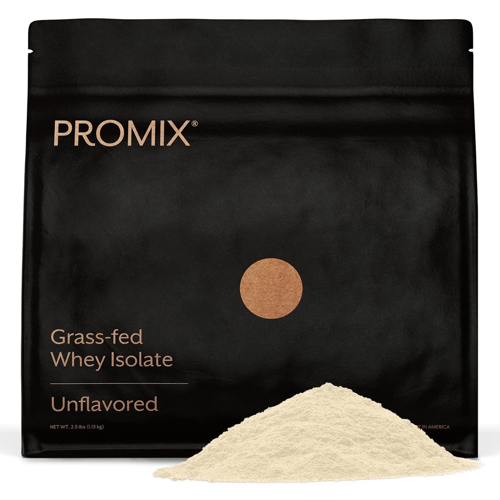 ProMix Nutrition Whey Protein Isolate Powder, 30g Grass Fed Whey Isolate, 6,6 g BCAA, Gluten Free, Keto Friendly, Unflavored - 2.5 Pound (Pack of 1)
