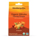 Wedderspoon Organic Manuka Honey Drops, Ginger & Echinacea, 20 greve av 1) | Äkta Nya Zeeland Honung | Perfekt botemedel för torra halsar