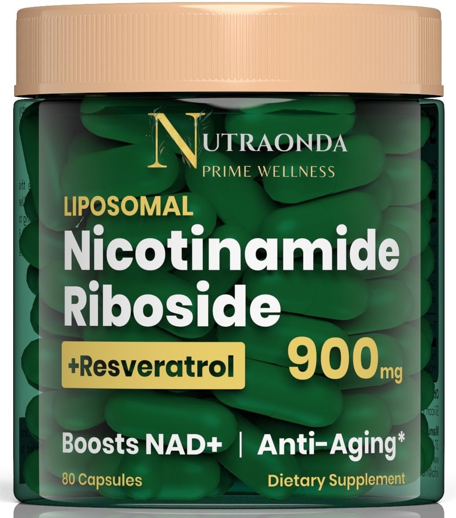 Liposomaalinen Nikotinamidi Ribosidi 900 mg Resveratrol & Quercetin NAD Supplement Plus anti- ikää, solua ja parantaa terveyttä - 80 kapselia