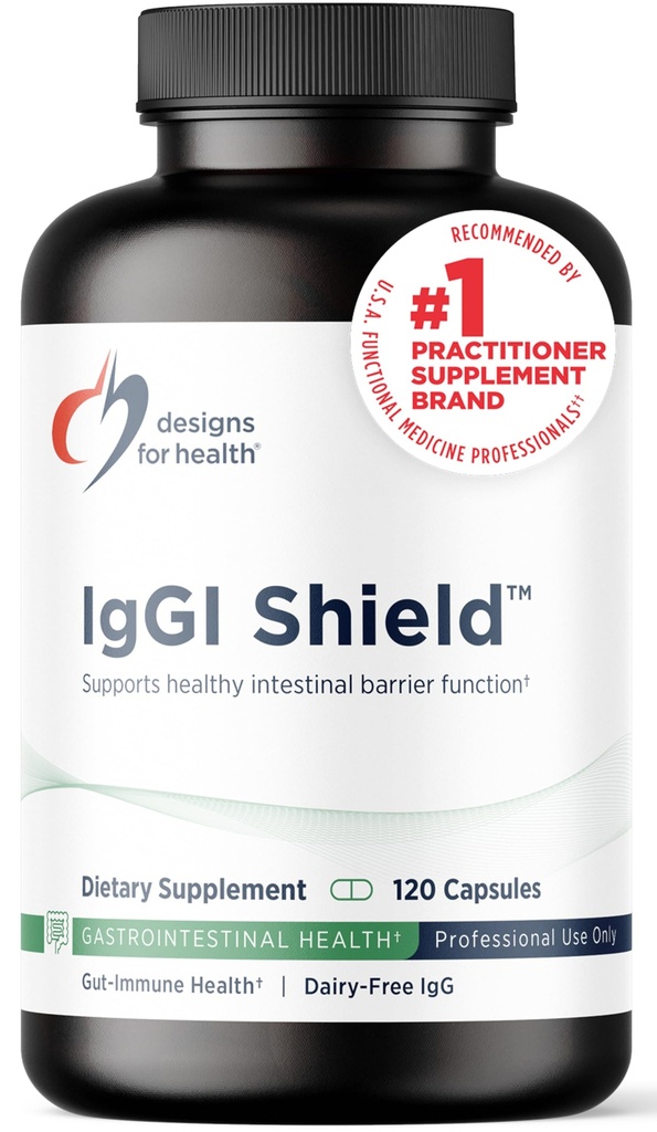 Designs for Health IgGI Shield - Gut Health & Immunosupport Powder with Dairy-free ImmunoLin Immunoglobulin and NAG - Help Bind & Remove Toxins and Fortify the Intestinal Barrier (120 kapselia)