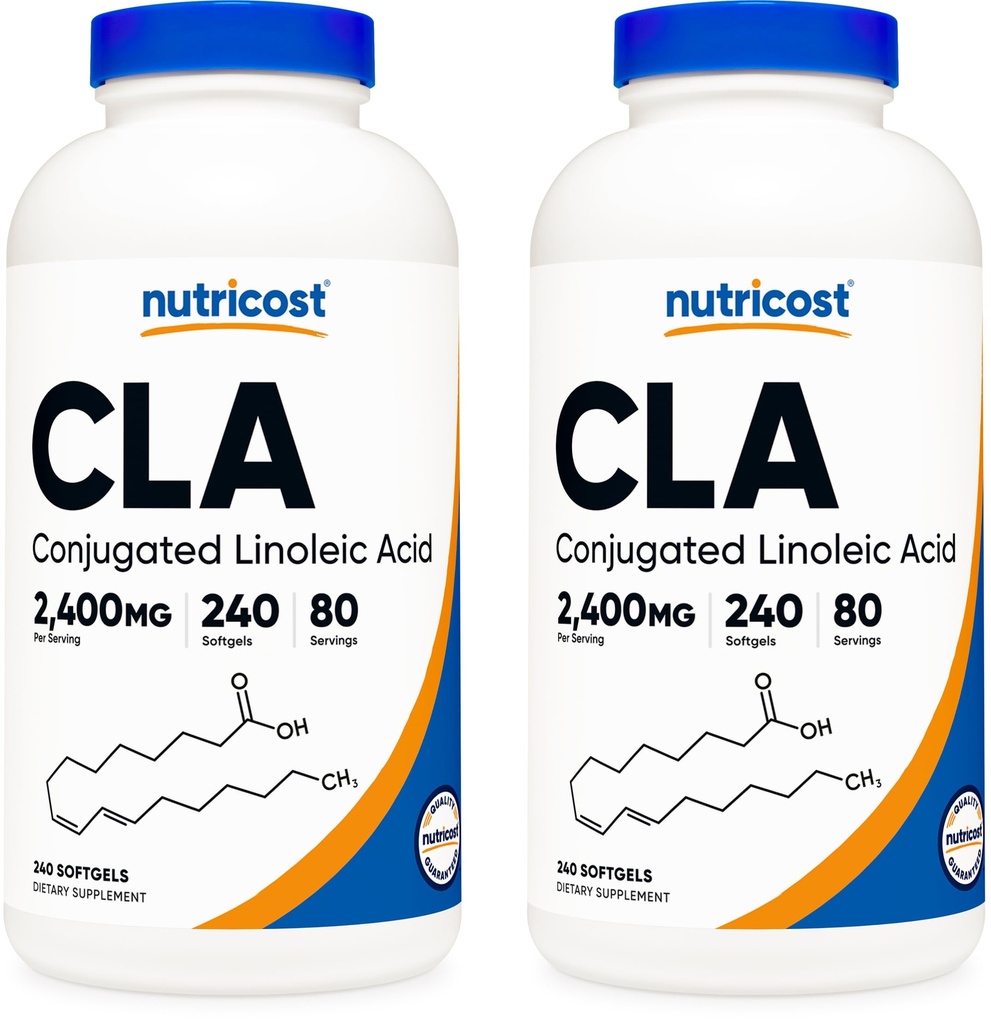 Nutricost CLA (Konjugated Linoleic Acid) 2 400 mg, 240 Softgels - Gluteeniton, ei-GMO, 800 mg Per Softgel (2 pullot)