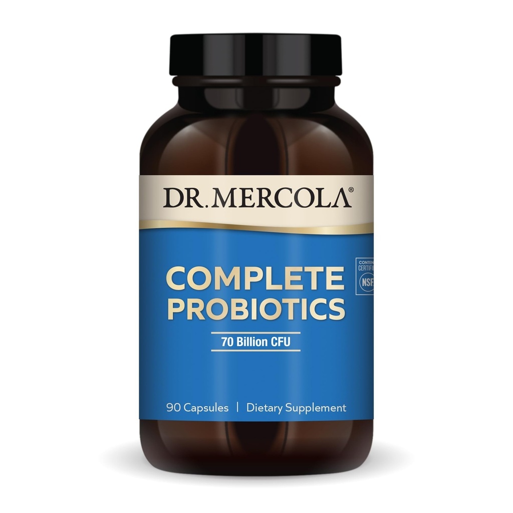 Tohtori Mercola Complete Probiootit - 70 miljardia PMY - Tukee Immuuni, Ruoansulatus ja suoliston terveys - Ominaisuudet 10 Kanta - Kilpirauhaset - GMO-vapaa, gluteeniton & soijaton - 90 kapselia (90 tarjoilua)