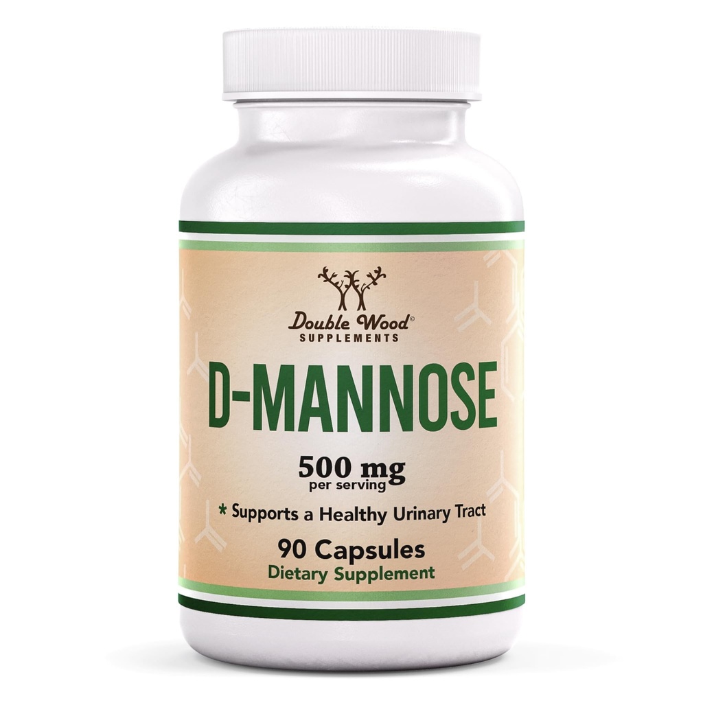 Dubbelträtillskott D Mannose 500mg kapslar, 90 greve (D-Mannose för urinvägs hälsa och blåsbeläggning, hjälper UTI förebyggande) Vegan säker, icke-GMO, Glutenfri