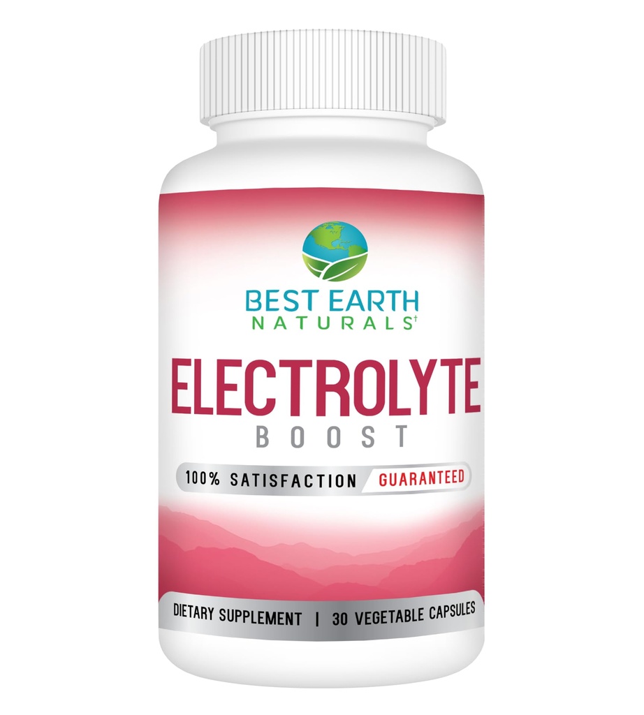 Best Earth Naturals Electrolyte Support Supplement - Tuki Electrolyte Balance with D-vitamiini, Kalsium, Magnesium, Natrium, Kalium, Boron ja enemmän - 30 kt.