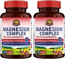 Vitalitown Magnesium Complex 2 pakkausta, 240 kapselia, NSF Certified Magnesium Glycinate, Malate, Taurate & Citrate, kelatut lomakkeet, korkea absorptio, luu, sydän, uni ja digestio