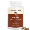 Real Mushrooms Reishi Mushroom Capsules - Handpicked Organic Mushroom Extracts - Red Reishi för Tranquil Daily Wellness med Verified Beta Glucans Vegan, Non-GMO, No Grain Fillers, 200 ct