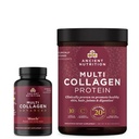 Ancient Nutrition Multi Collagen Advanced Capsules, Lihas, 90 kreivi + Multi Collagen Protein Powder, makuamaton, 45 tarjoilua