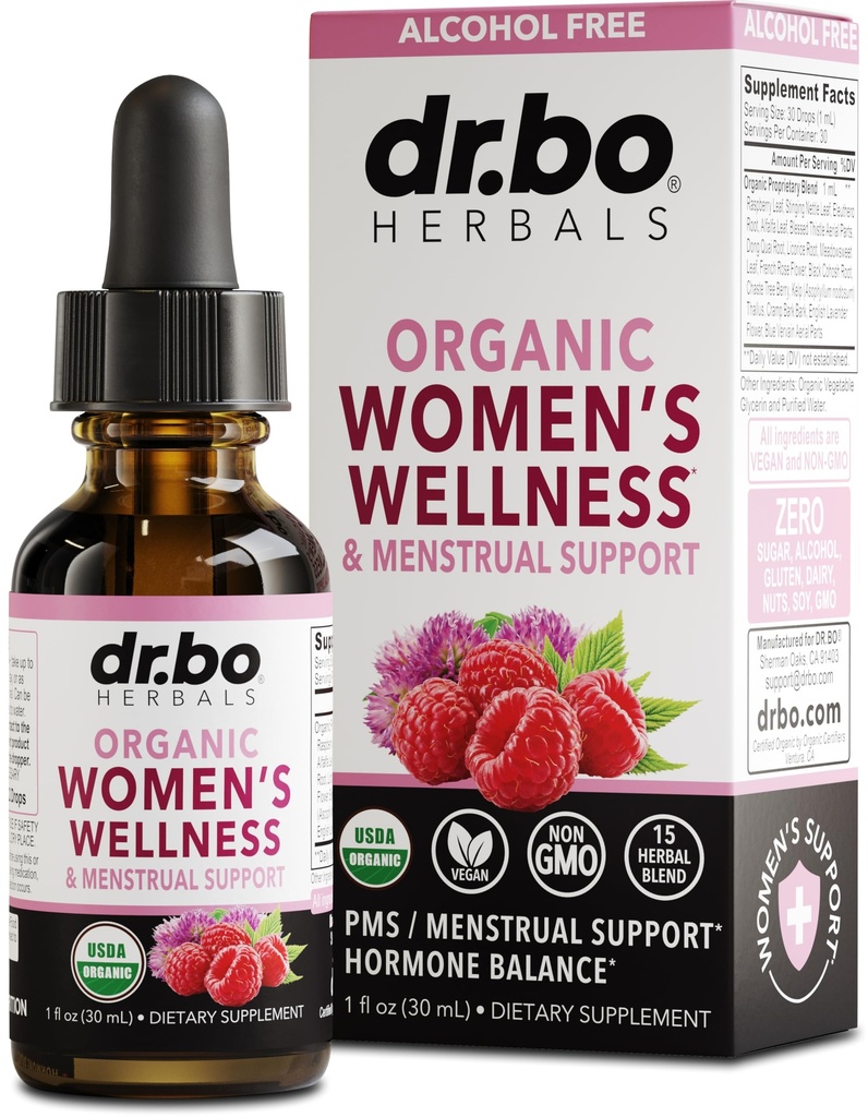 Hormoni Balance for Women & PMS Relief - Naisten wellness Organic Hormonal Balance Supplements Liquid Drops & Menstrual Cramp Periodi Support - Vadelma Leaf, Chasteberry, Musta Cohosh täydentää 1 Oz