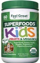 Feel Great USDA Organic Super Greens Powder for Kids - Cocao Chocolate 