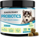 Eagou Diary Probiootit koirille - Dog Probiootit Ruoansulatus, Gut Health Lisäravinteet prebiootit, Goat Milk, Omega 3, Vitamiinit, Chews koiran ripuli, vatsa, Gas Relief - 120 t