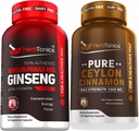 Korean Red Panax Ginseng 1500mg - High Potency Ginseng for Energy, Performance & Immuuni tuki miehille & naisille - Pure Ceylon Cinnamon kapselit tehostettu hyvin-being - 1500mg per tarjoilu