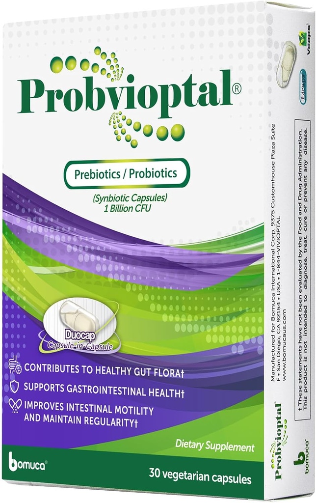 Probvioptaali, 30 kapselia, probiootit ja prebiootit, duokappi, 1 miljardi PMY, gluteeniton