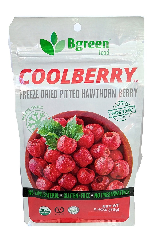 Bgreen- Organic Freeze Kuivattu Hawthorn Berry, USDA Organic, Tea Infuusio, Smoothie, Superfood