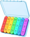 Daviky Pill Organizer Travel, Weekly Pill Organizer 3 Times a Day, Pill Box 7 Day, Pill Cases Organizers 7 Day, Daily Pill Box Organizer, Medicine Organizer för att hålla vitaminer och medicinering (Blå)