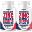 (2 pakkaus) ImmunoBlaster Sinkki Quercetin 500 mg kanssa D- ja C-vitamiinia antioksidantti Immuuni tuki Korkea Potency Quercetin Sinkki täydentää miesten ja naisten - Gluteeni, soija, & Dairy Free - 120 Count (Twin Pack)