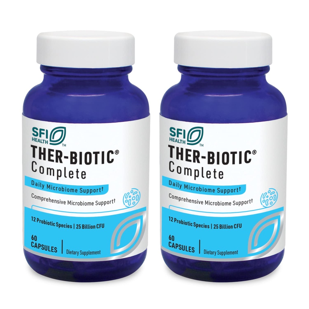 Klaire Labs SFI Health Ther-Biotic Complete - Hypoallergenic Probiootit naisille ja miehille - Acid- Stable Probiotic Supplement - 12 Species for Immuuni & Dgestive Health - 25 miljardia PMY (2 pakkaus)