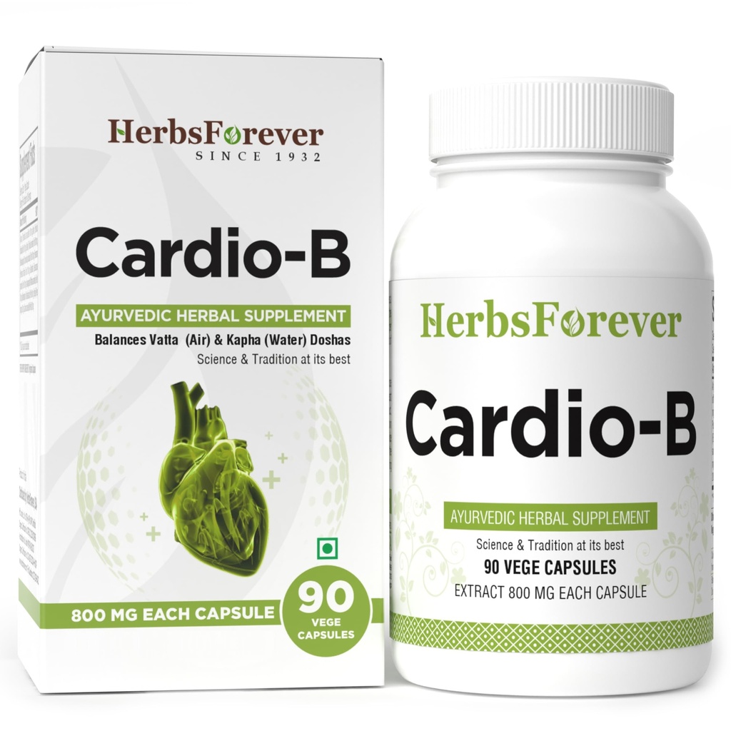 Herbsforever Cardio-B Ayurvedic Herbal Supplement 90 Vege kapselit 800 Mg Jokainen