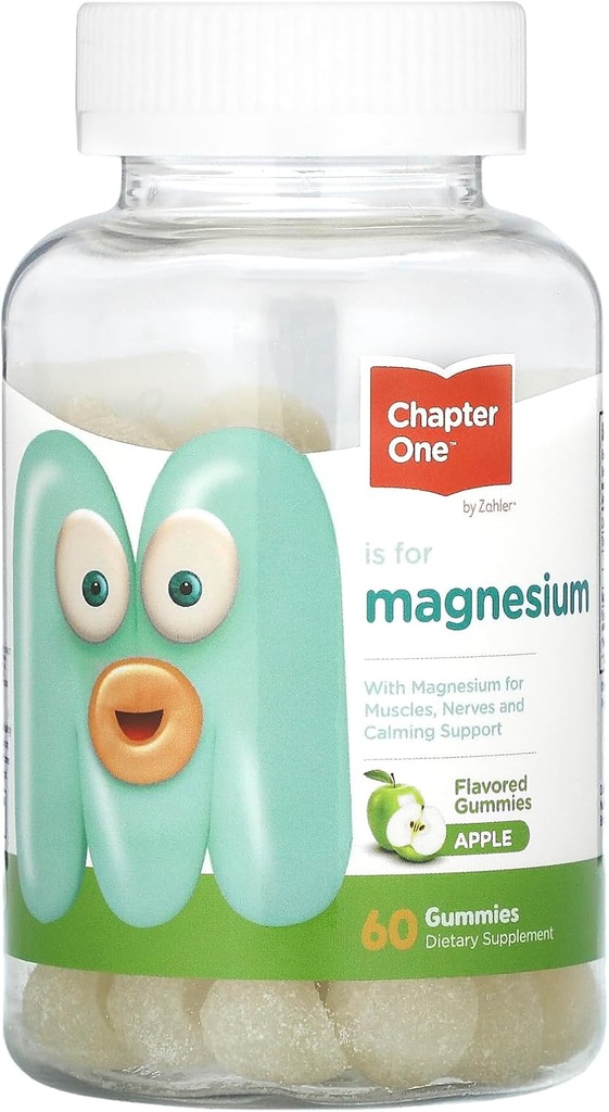 Luku yksi Magnesium Gummies lapsille ja aikuisille - Luonnollinen rauhallinen Gummies - Rauhallinen Magnesium Citrate - Luun ja lihasten toiminto täydentää lapsille ja aikuisille - Mielialatuki, Kosher Apple Flavor (60)