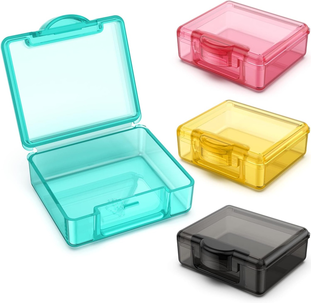 Små Pill Box 4 st, Cute Travel Pill Organizer Case Mini Tiny Clear Plast Storage Containers Portable för Pocket Purse