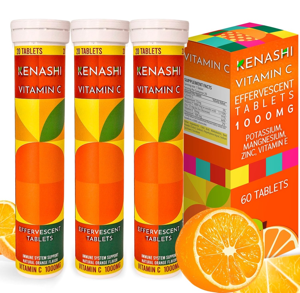 C-vitamiini Juokseva tabletti 1000 mg magnesiumsinkki-E- ja kalium-C-vitamiinin kanssa