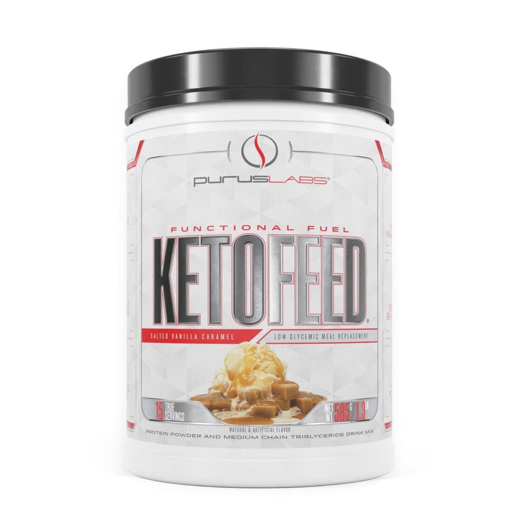 Purus Labs KetoFeed Protein . Keto Low Glycemic Protein Ateriankorvike ... Alhainen carb, 0 Sokeria ... Lisätyt MCT:t 20g Heraproteiini (Salted Vanilla Caramel)
