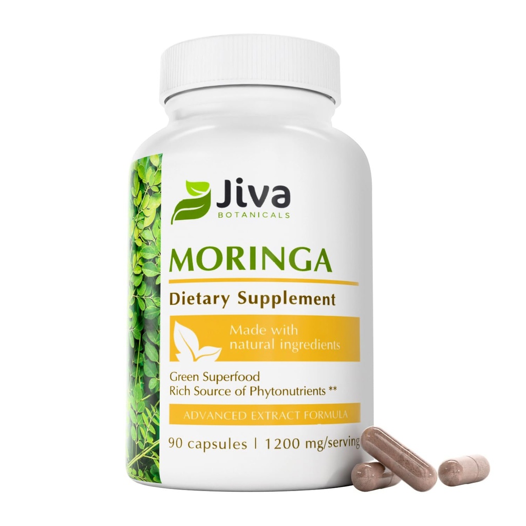 Jiva Botanicals Moringa Leaves Extract kapselit - valmistettu Moringa Leaf Powder ja Oleifera täydentää immuuni-ja normaali niveltuki - 90 kapselia (pakkaus 1)