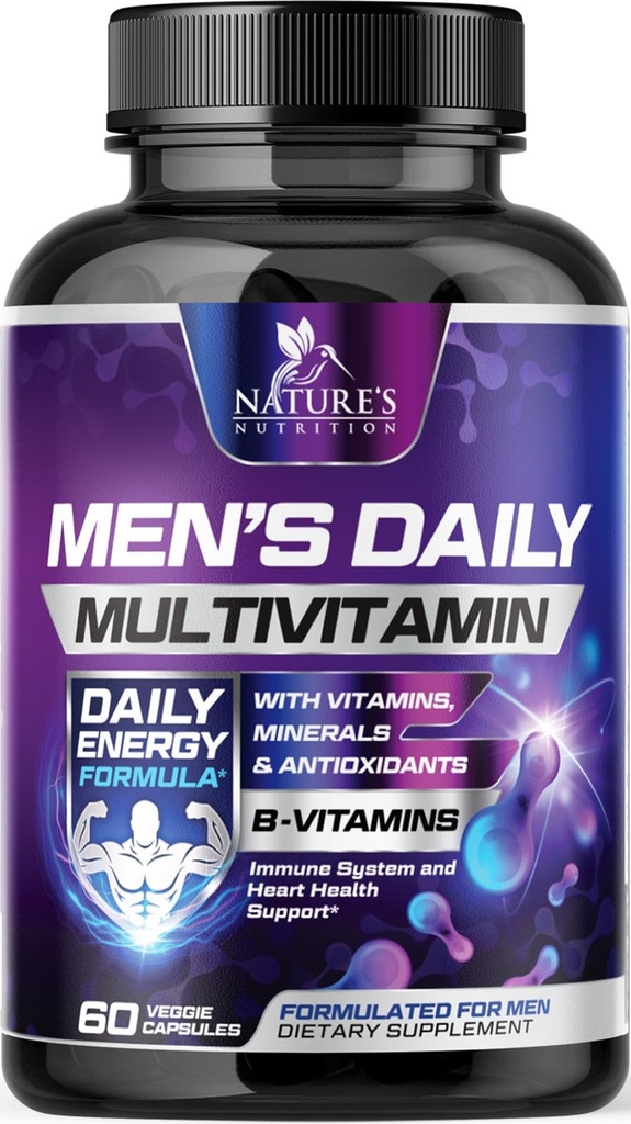 Miehen monivitamiini - A-, C-, D-, E-, Sinkki, Kalsium, monivitamiinit immuuniterveyteen tukea, B12-vitamiini, Miehet...