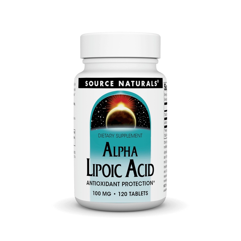 Källa Naturals Alpha Lipoic Acid stöder hälsosam sockermetabolism, leverfunktion och energigenerering * - 100 mg - 120 tabletter