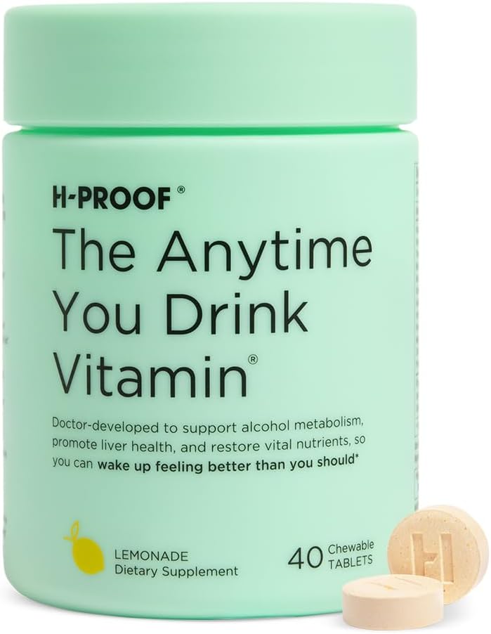 H-PROOF Koska tahansa juot vitamiinia, maksan terveys ja immuniteetti tuki electrolyyttejä, Milk Thistle, ja vitamiinit B & C - 40 purutabletit (20 tarjoilua), Vegan, sitruunamehu