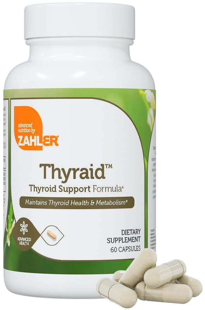 Zahler Thyraid - Kilpirauhasen tuki Complex jodi, sinkki, L-tyrosiini, Ashwagandha, Forskholii - Pure Kilpirauhasen tuki naisille ja miehille - Kosher Gluteeniton Kilpirauhasen lisä (60 kapselia)