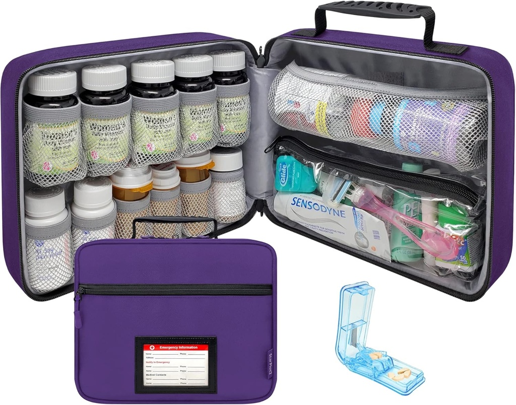 Valitse suuri pilleri pullo Järjestäjä pilleri leikkuri, lääkelaukku, tapaus, kantaja lääkkeitä, vitamiinit, ja Medical Supplies Fixed taskut koti varastointi ja matka