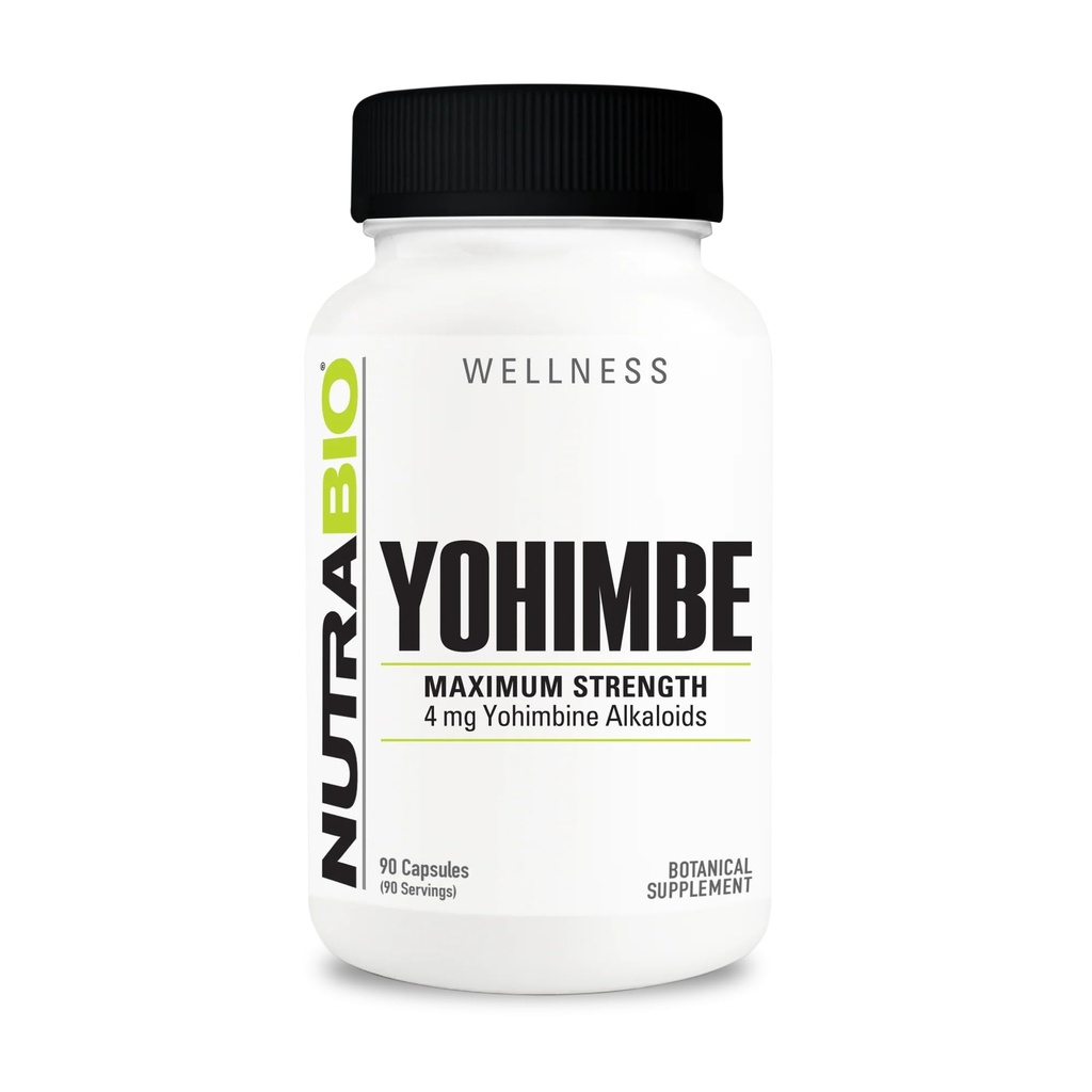 NutraBio Yohimbe Bark Extract Supplement för män och kvinnor, 4mg, 90 grönsaks kapslar