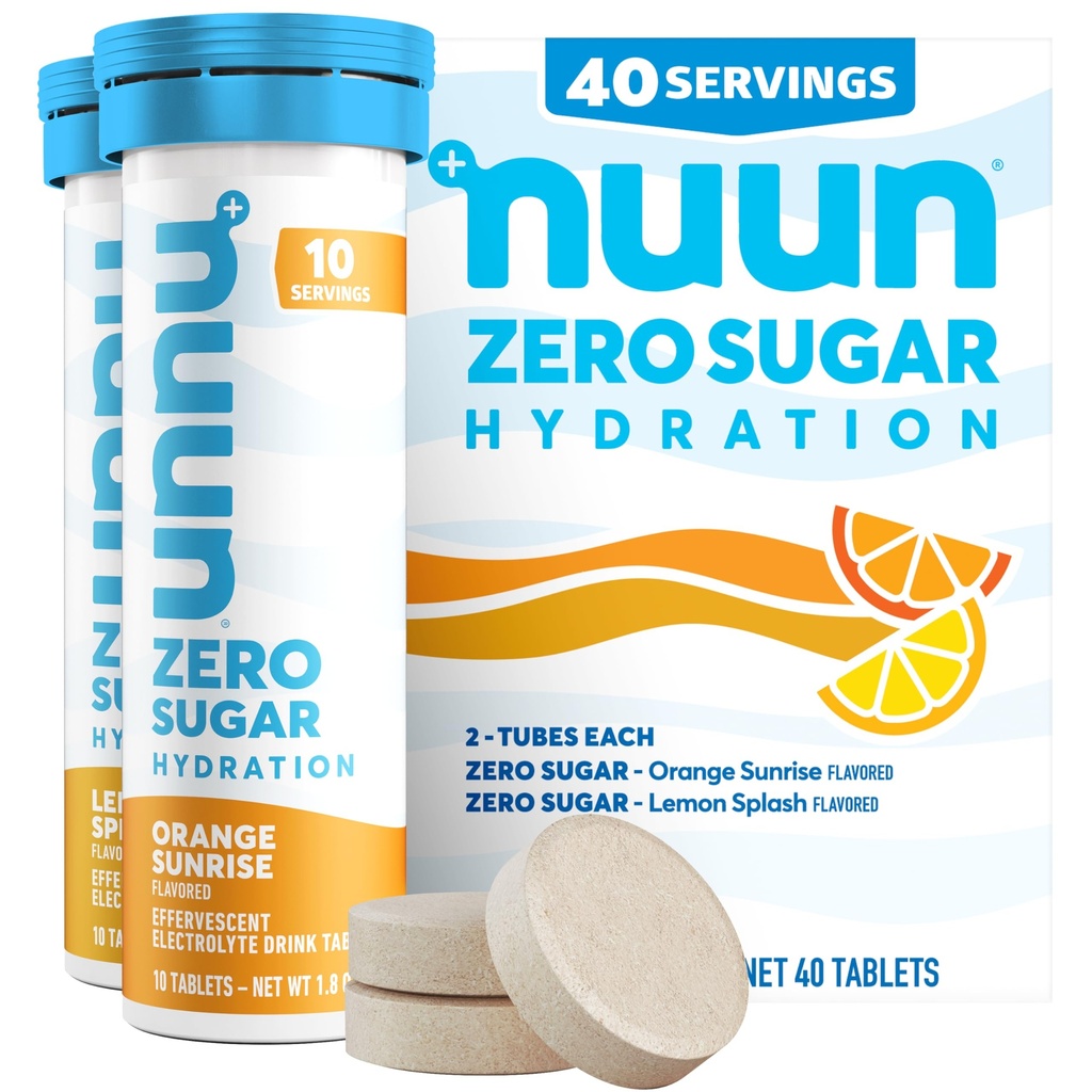 Nuun Zero Sugar Hydration Elektrolyyttitabletit - Natrium, Kalium, Kloridi, Kalsium, Magnesium, kevyt ja herkullinen hedelmämaku, Ei sokeria, gluteeniton, vegaaninen, sekoitettu Citrus 4 pakkaus (40 tarjoilua yhteensä)