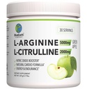 L-arginin 5000mg + L-Citrulline 2000mg Komplexpulver Supplement Drink Mix - Nitric Oxide Booster för hjärthälsa, blodflöde och energi - 30 portioner (Grönt Apple)