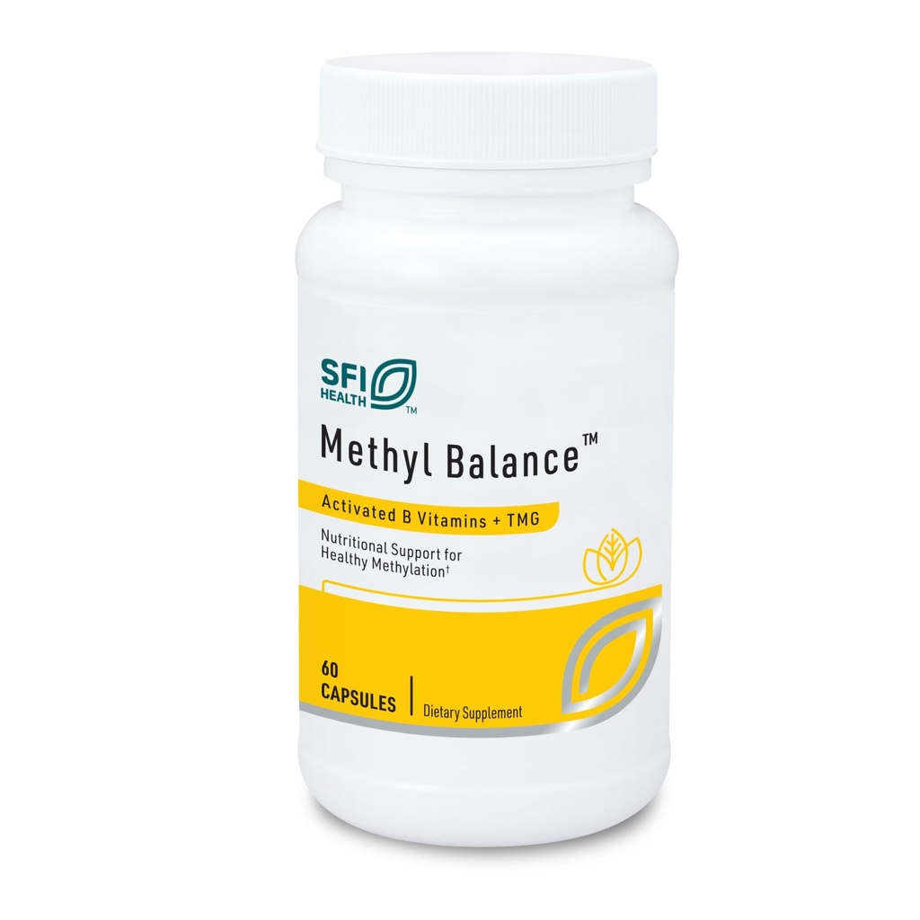 Klaire Labs SFI Health Methyl Balance - Aktivoitu B-vitamiini + Trimethyglysiini täydentää - Metafolin Metyyli Folaatti, betaiini TMG, B2-vitamiini, B6 & 12 - Tuki Terve energiatasot (60 kapselia)
