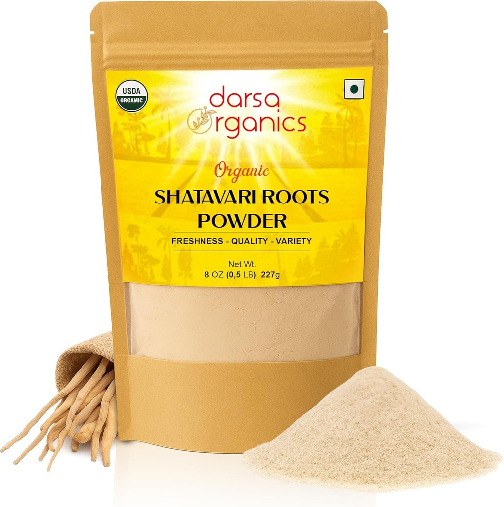 Shatavari Powder 8 oz, USDA Organic Certified Parsa Racemosus, Ayurvedic Herb naisten terveys, Hormonaalinen tasapaino & elinkyky, Great for Tea & Smoothies, non-GMO, Vegan, Kosher
