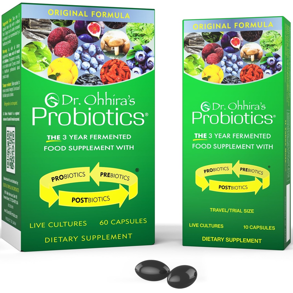 Dr. Ohhira Probiootit, Original Formula, 60 Caps kanssa Bonus 10 Capsule Travel Pack - 13 Probiootti kanta Prebiootit ja Postbiootit