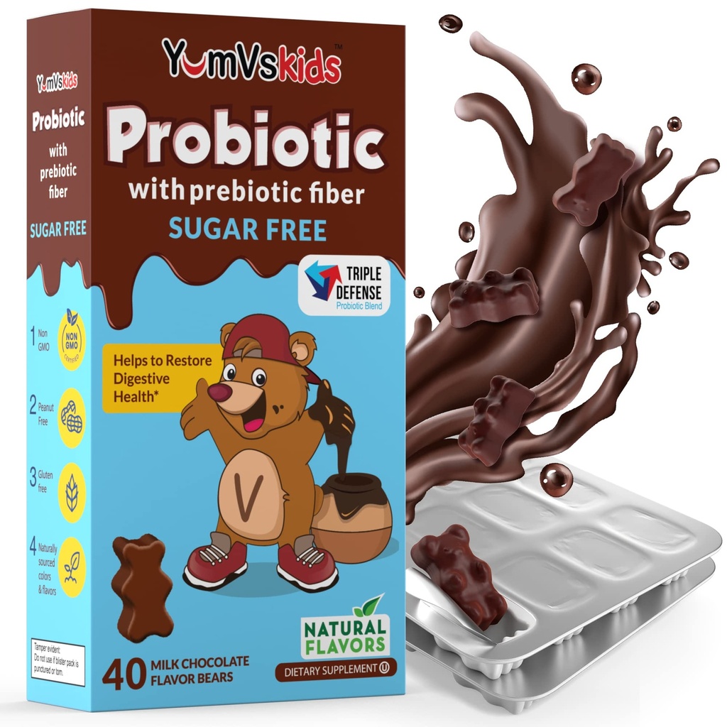 NumVs Probiootit lapsille prebioottikuitua sokeritonta Chewable lisäravinteet - Ruokavalion täydentää Chewables for digestive Health - Toddlers, lapset & Teens 60 Count