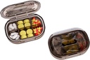 Small Pill Box, Moisture Proof Pill Case, Travel Pill Organizer för Pocket Purse, Daily Portable Medicine Vitamin, Fish Oil, Supplement (Black-3)