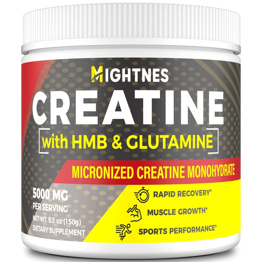 Creatine HMB, Creatine Powder for Men & Women, Micronized Creatine Monohydrate for Muscle Growth & Recovery and Increased Strength, Performance, Creatine HMB with Glutamiini, Gluteeniton, 30 tarjoilua