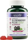 NatureWise Sambucus Elderberry Gummies - Immuuni Support Supplement for Kids Ages 4+ & Aikuinen C-vitamiinia, D3, Sinkki - Vanhemmat vastaavat 3520mg - Vegan, ei-GMO - 60 Count[30-päivä tarjonta]