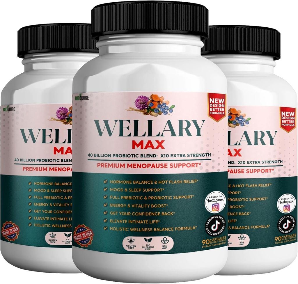 Wellary Max Menopause Support Supplement, 40 miljardia PMY Probiootti Blend, 90 kapselia (3)
